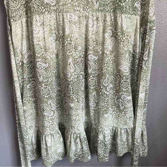 Michael Kors Dress Womens Extra Large Green Paisley Tie Waist Ruffle A Line - Picture 11 of 13